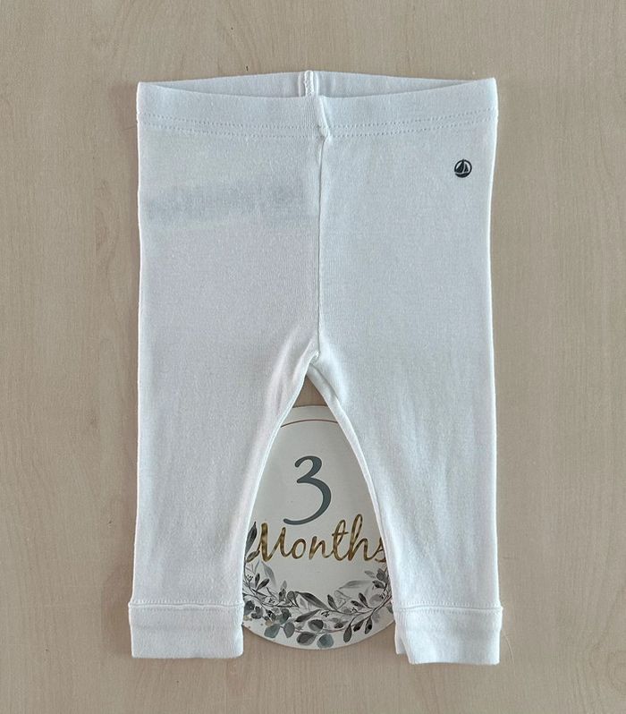 Leggings blanc petit bateau 3 mois 60 cm - photo numéro 2