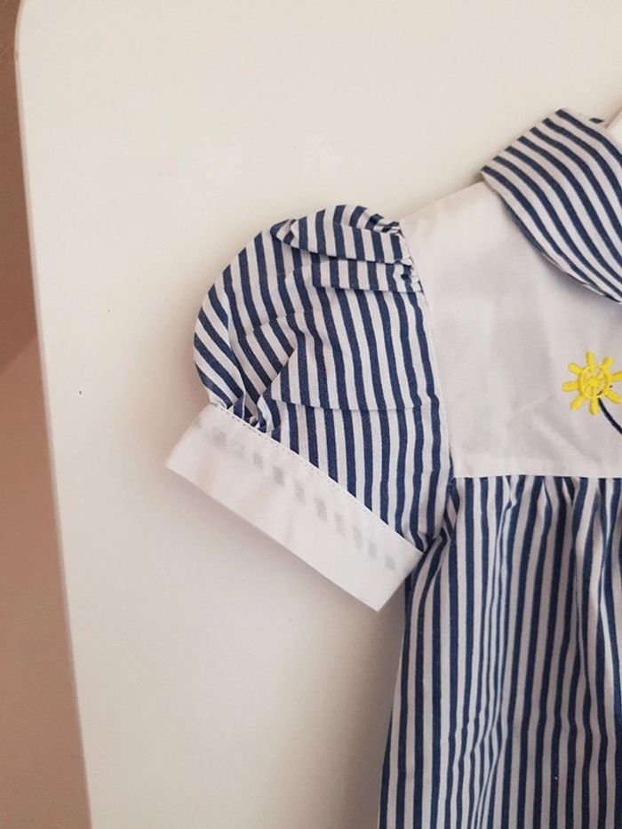 Jolie petite robe marinière blanche et bleu "petit marin" 80 cm - photo numéro 4