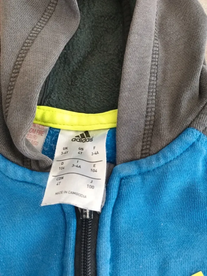 Gilet zippé à capuche Adidas garçon 3 ans - photo numéro 6