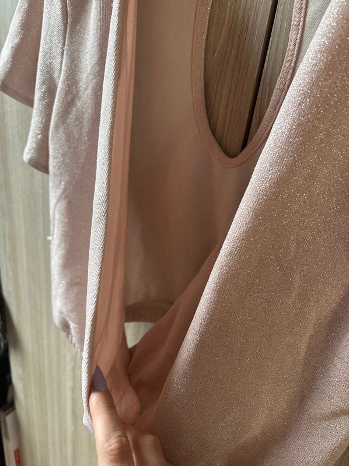 Blouse crop top pailleté cache cœur Bershka - photo numéro 6