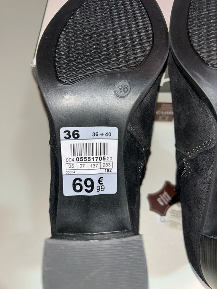 Bottines neuves noir cuir toucher velours nubuck - photo numéro 9