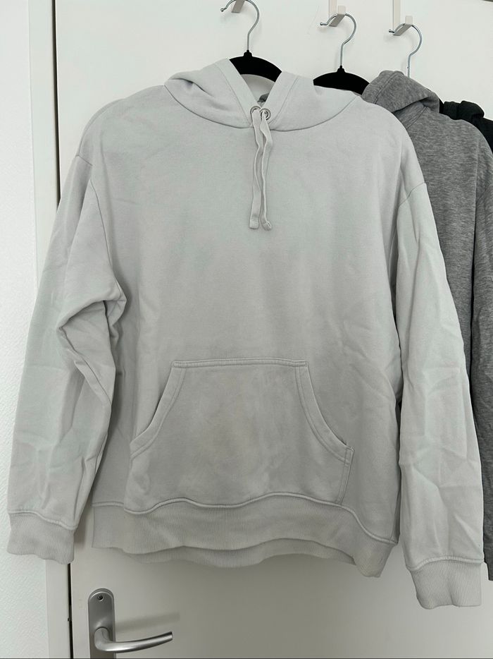 Lot 3 sweats à capuche molletonné blanc gris H&M M/L - photo numéro 2