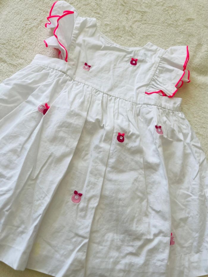Robe blanche et rose Jacadi Paris 12 mois - photo numéro 2