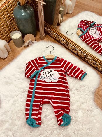 Taille naissance pyjama velours garçon orchestra rouge * nuage * 💙