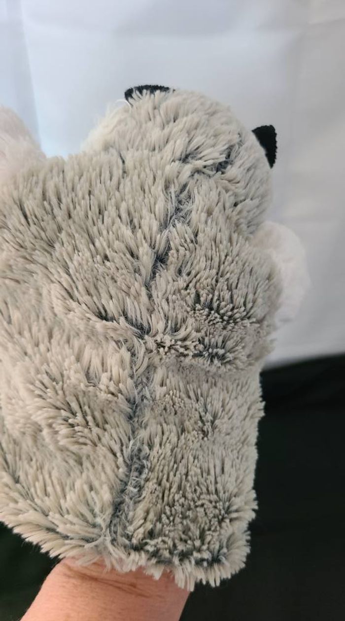 Doudou marionnette husky RODADOU RODA blanc gris poil long - photo numéro 5