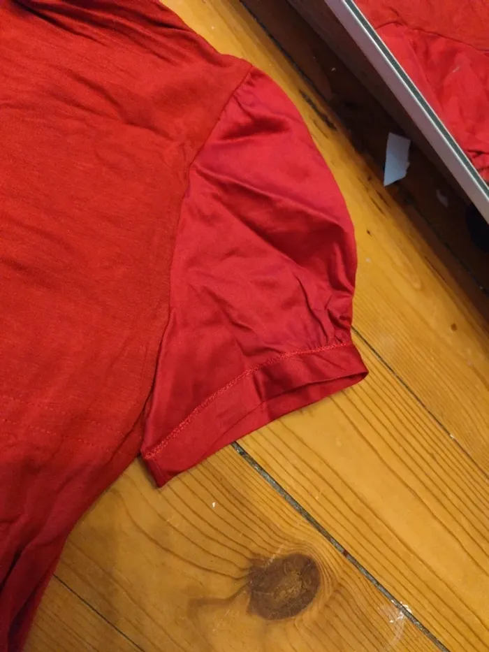 Robe fourreau Mango rouge foncé stretch M manches bouffantes neuve - photo numéro 6