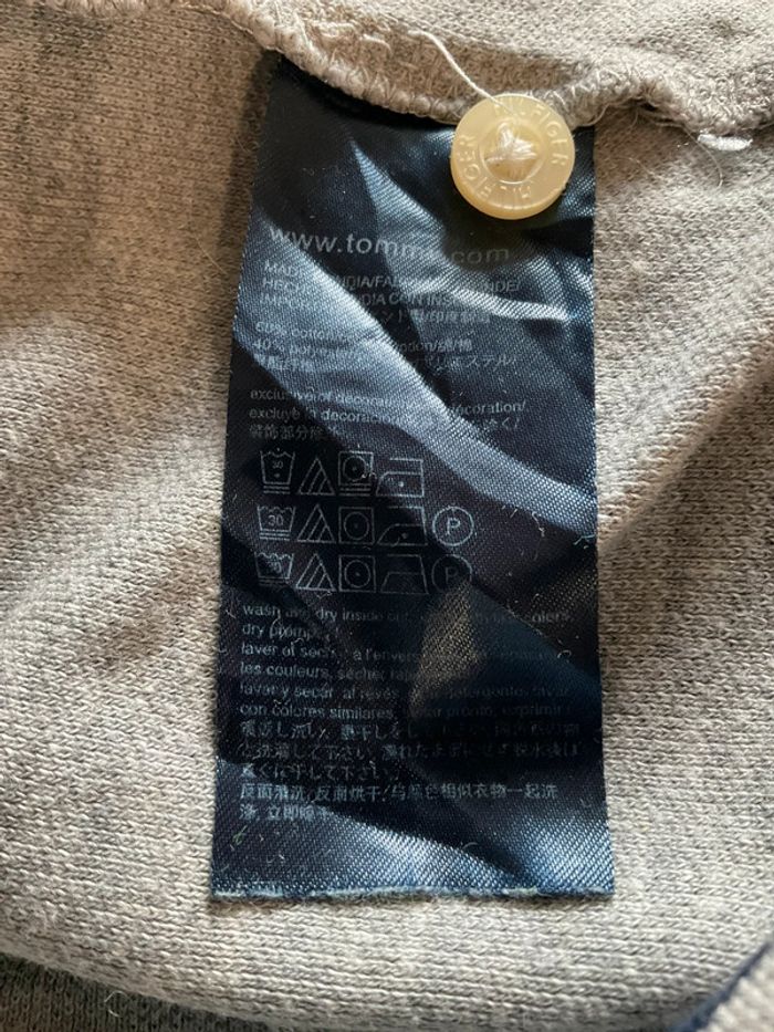 Polo gris à rayures bleues marine pour homme Tommy Hilfiger taille M 033 - photo numéro 8