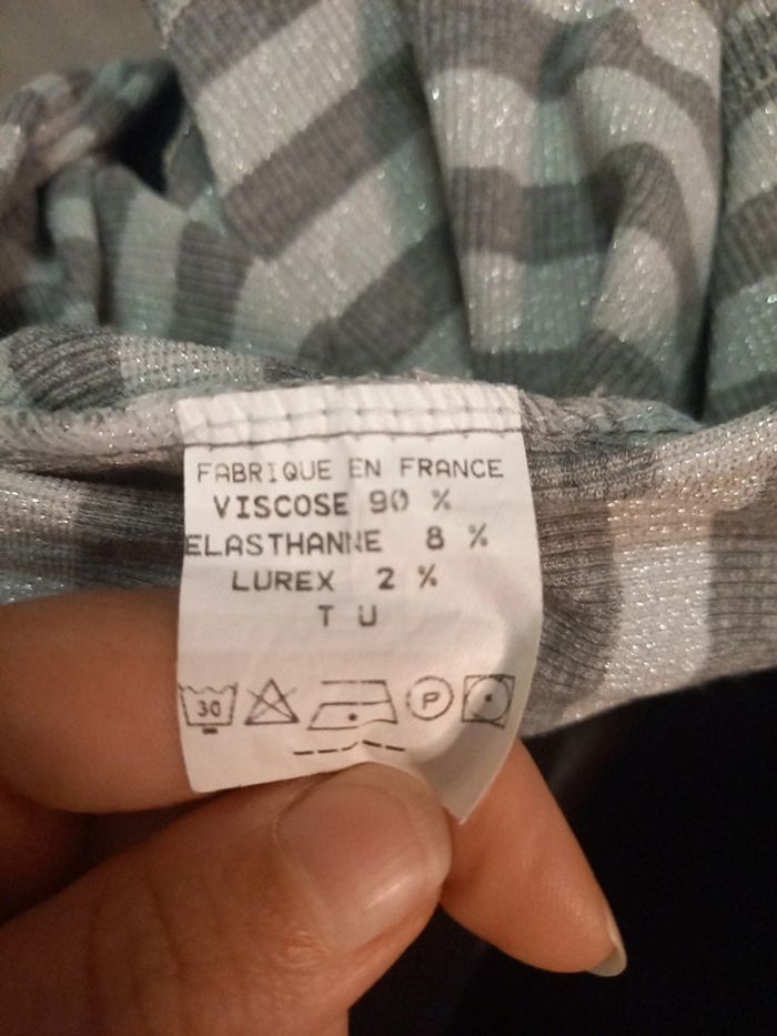 Tunique brillant argenté & grise à rayures taille 36 made in France - photo numéro 4