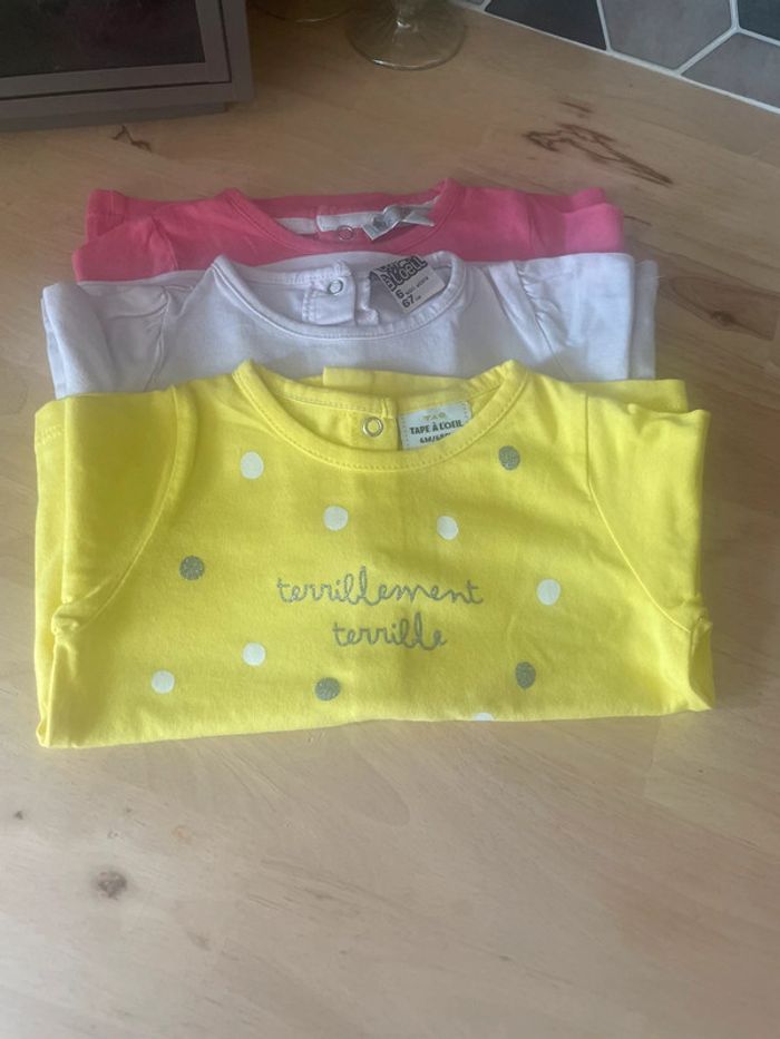 Lot de 3 t-shirt ML 6 mois (68 cm) - photo numéro 2