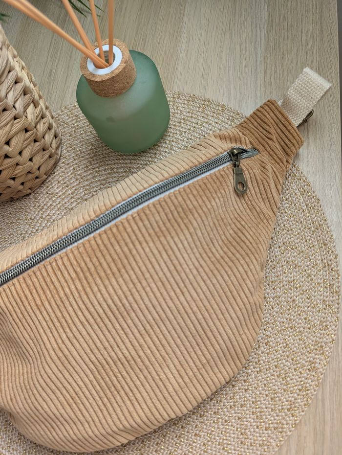Sac banane femme velours cotelé camel - photo numéro 3