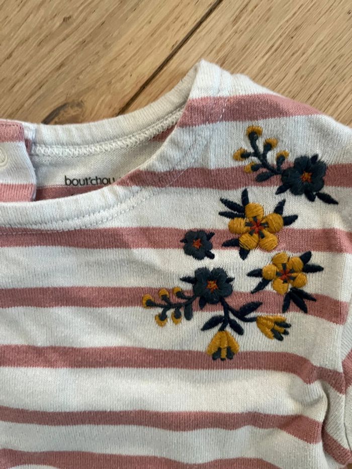T-shirt marinière rose brodée Monoprix 36 mois - photo numéro 2
