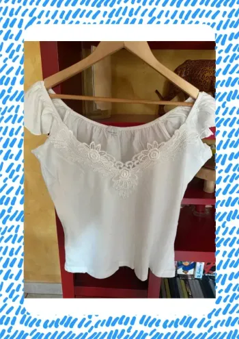 Top blanc dentelle Blanche Porte 38 40