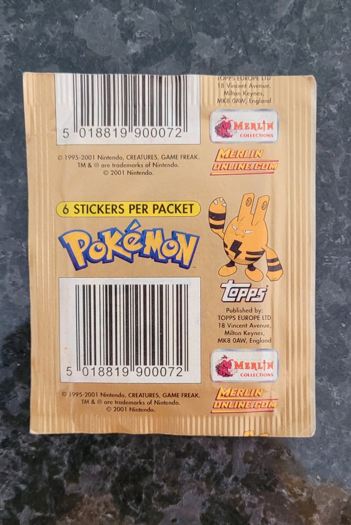 Booster Stickers Pokémon Merlin 2001 Neuf Scellé - photo numéro 2
