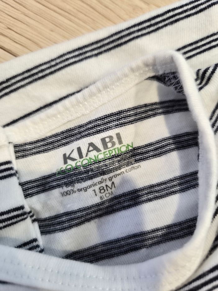 Barboteuse manches courtes blanches a rayures bleu, Kiabi, 18 mois - photo numéro 3