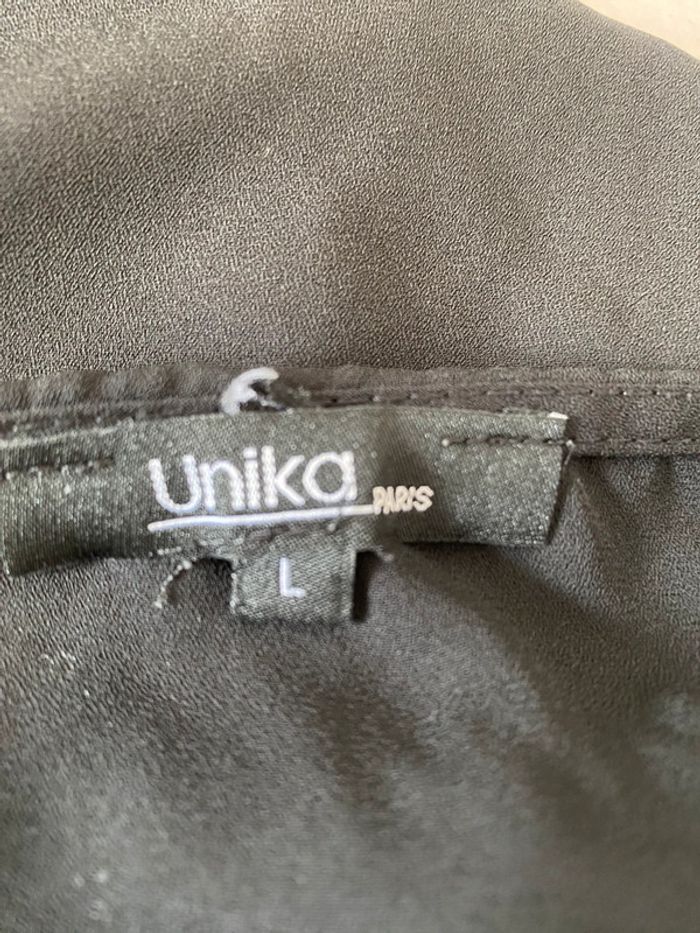 Blouse légère noire manches longues dentelle col et poignets Unika L - photo numéro 7