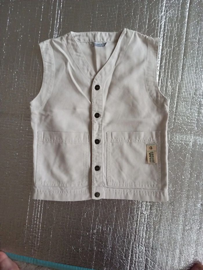 Gilet coton lin 8ans Okaidi beige