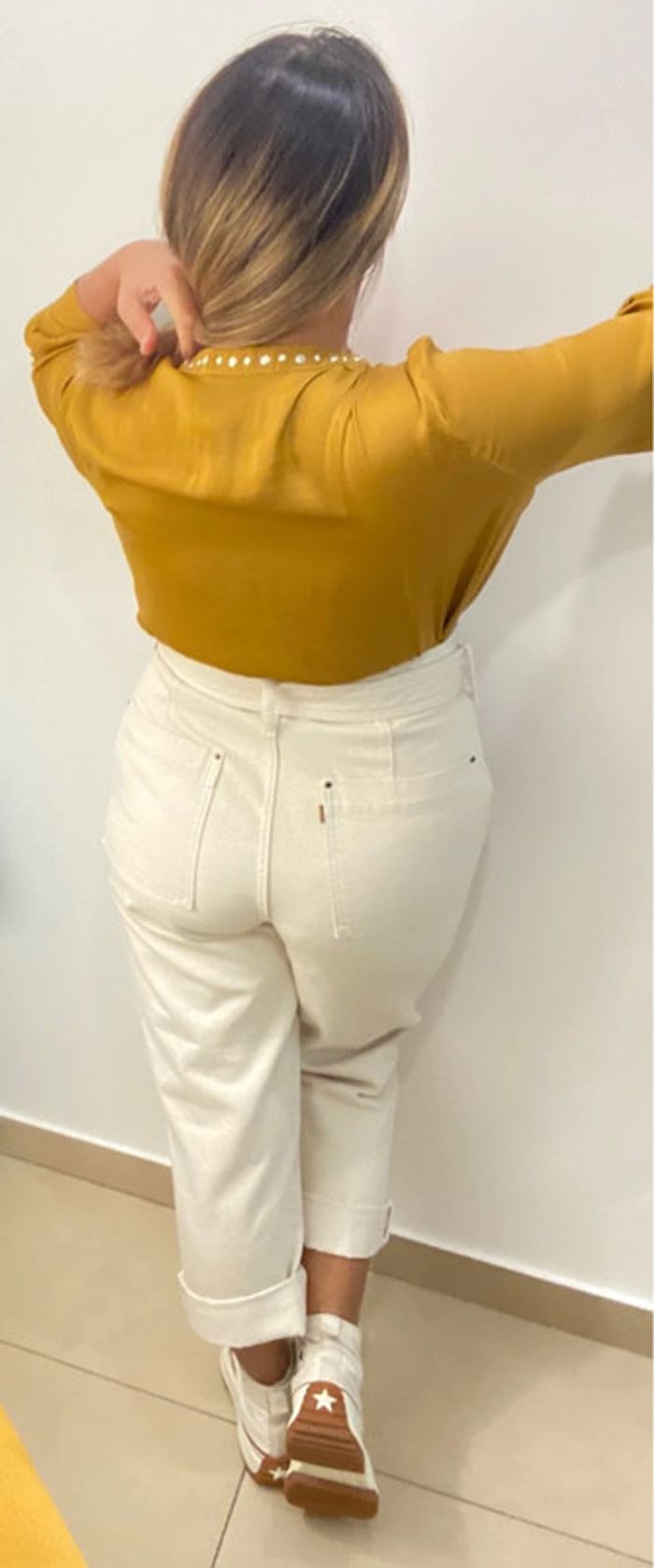 Superbe Blouse Col V Moutarde Taille M - photo numéro 8