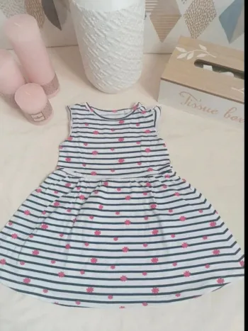 Robe sans manche bleu et blanc FPC 18 mois
