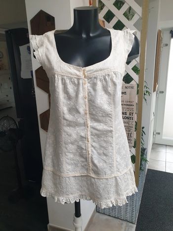Blouse longue crème beige taille L