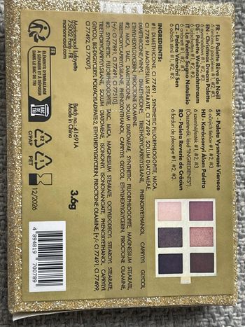 Palette dorée neuve scellée de 6 ombres à paupières Marionnaud