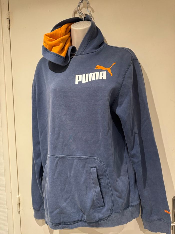 sweat-shirt à capuche bleu, orange, Puma, - photo numéro 4