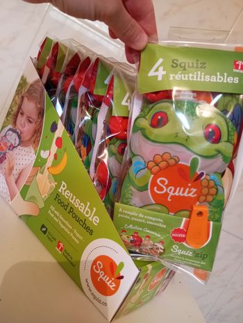 Neuf ! Gourdes réutilisables Squiz 4x130ml avec squiz'zip Animaux Amazonie