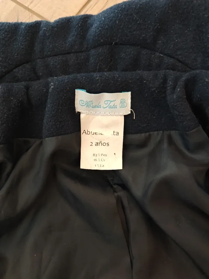 Manteau enfant bleu marine chic avec fausse fourrure 2 ans - photo numéro 7