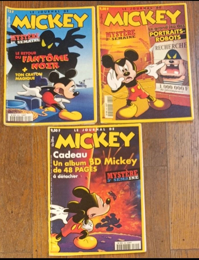 Lot de 3 anciens journaux de mickey spécial mystère 1998 N°2390S, 2391 et 2392 vintage