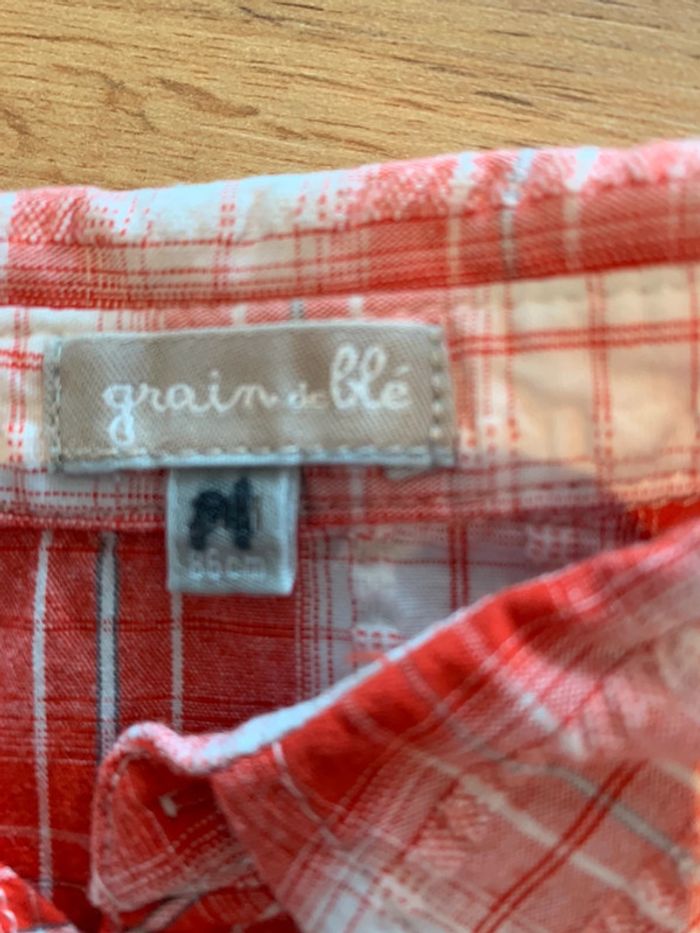 Chemise manches courtes garçon 2 ans carreaux rouge - photo numéro 2
