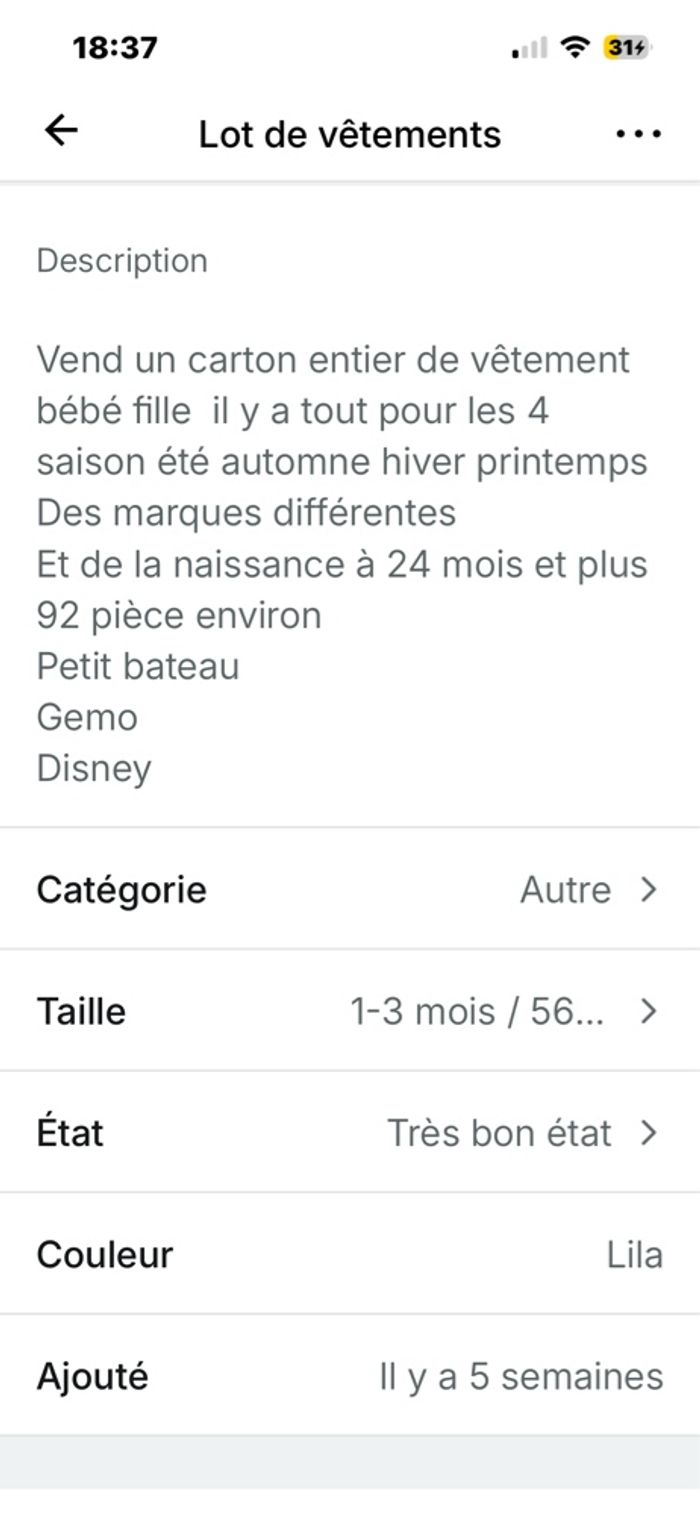 Gros lot de vêtement  bébé