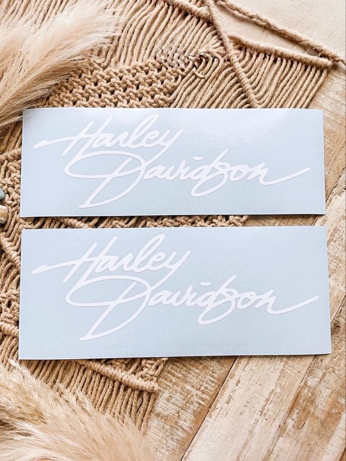 • Lot 2 Stickers Harley Davidson blanc - 20 Sur 5,5 Cm •
