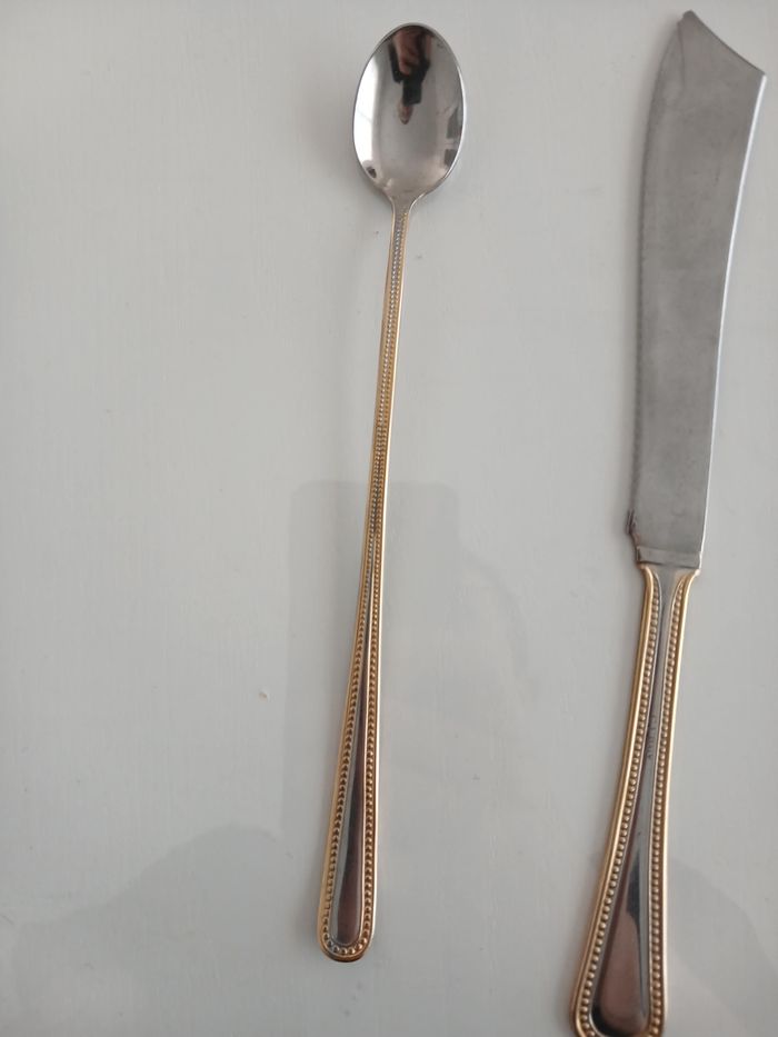 Ménagère de service 7 pièces - Inox 1810 Italie - Finition Dorée - photo numéro 5