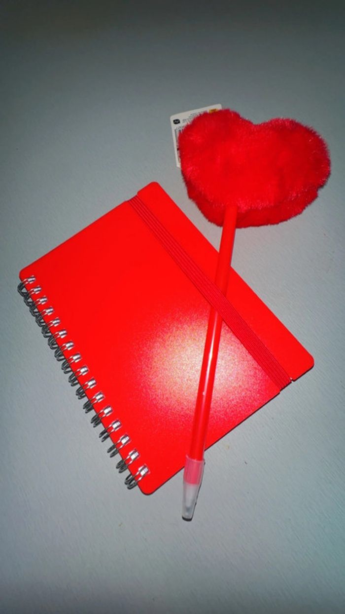 Note Book Stylo Cœur Rouge New