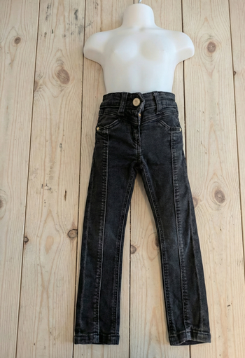 Jean Skinny Noir TAO "Louise" - 3 ans (96 cm) - Broderies Cœurs