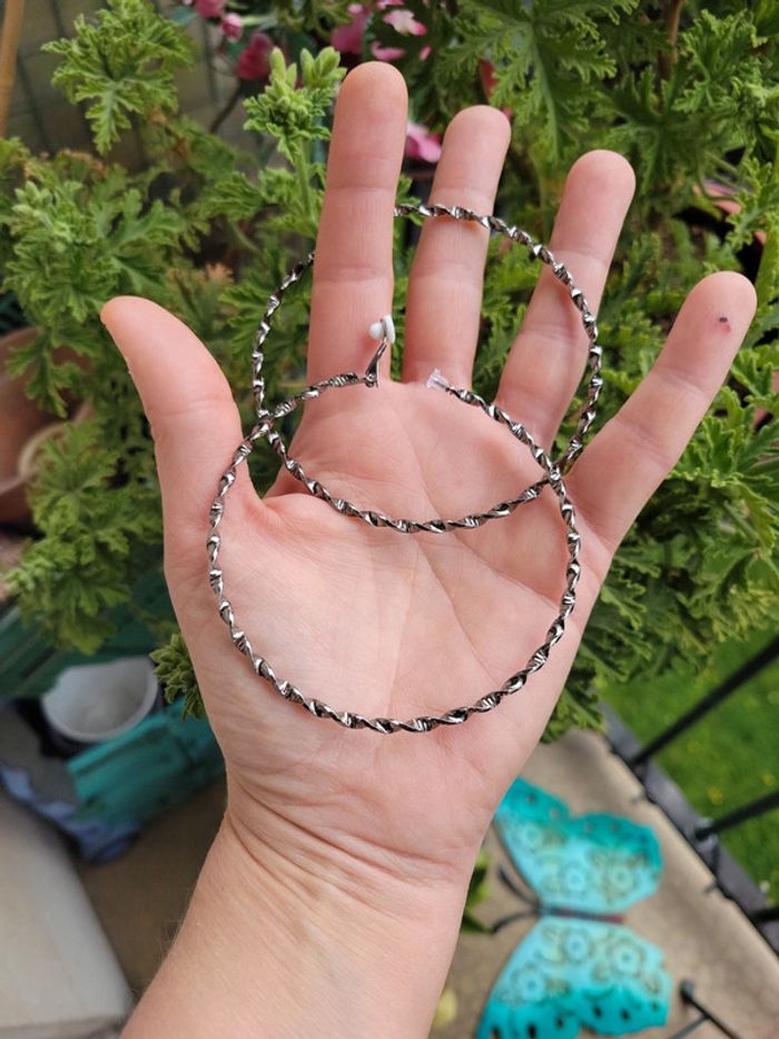 Clips créoles noirs acier 8 cm - photo numéro 5