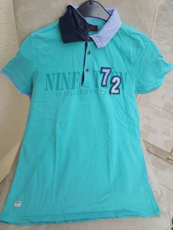 Polo manches courtes double col bleu clair turquoise Catimini Taille 14 ans