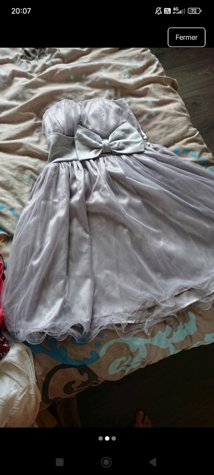 Robe de cérémonie bustier argenté - photo numéro 2