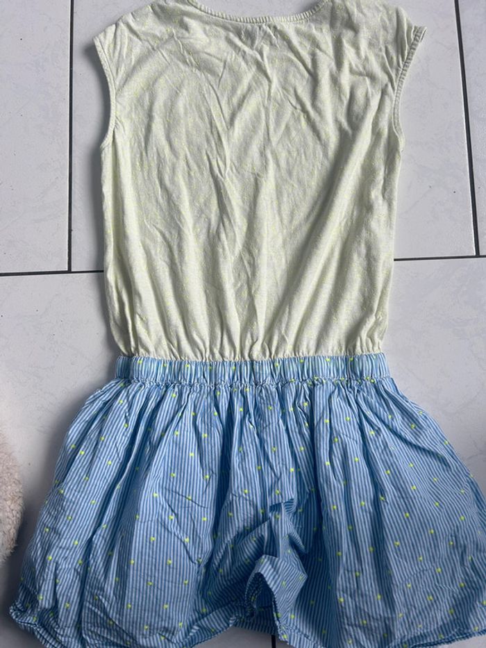 Robe okaidi jaune et bleu, fines rayures - photo numéro 2