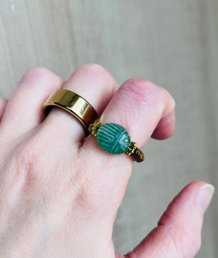 Bague amulette scarabée Aventurine - photo numéro 5