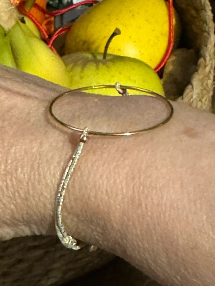 Bracelet cordon doré cercle fin xl acier inoxydable or habaha Paris - photo numéro 4