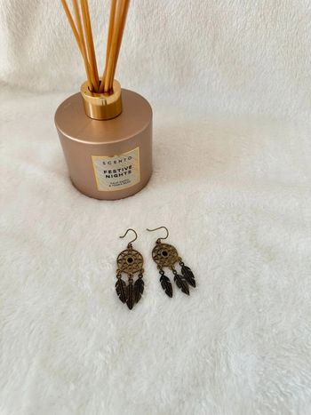 Boucles d’oreilles attrape-rêves vintage bronze – style bohème
