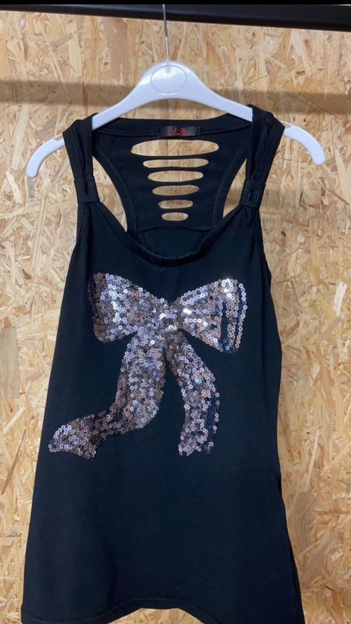 Top noeud sequins taille S noir