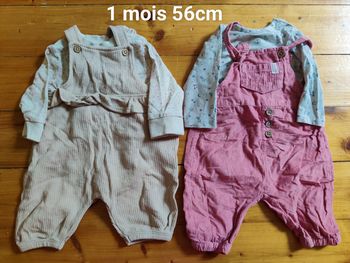 2 ensembles salopettes 1m fille