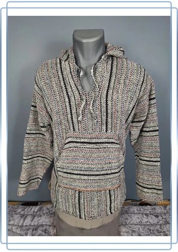 sweat a capuche / Hoodie/baja/poncho mexicain - taille S - homme - multicolore / fait main (287)