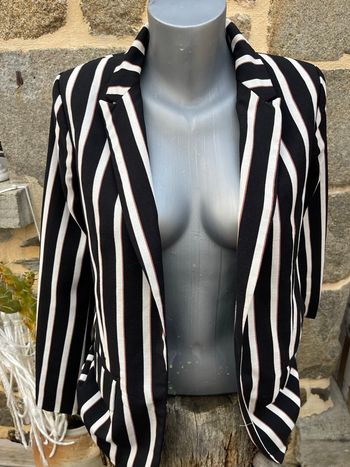 Veste de blazer rayée noir blanche et marron - Only 