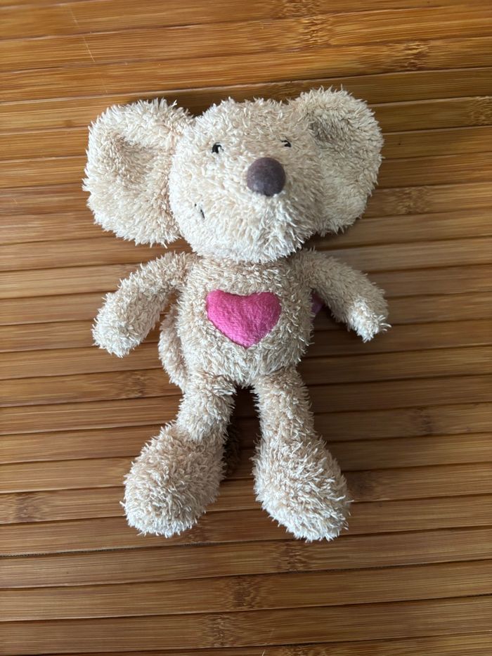 Doudou souris beige cœur rose Lillebi - photo numéro 2