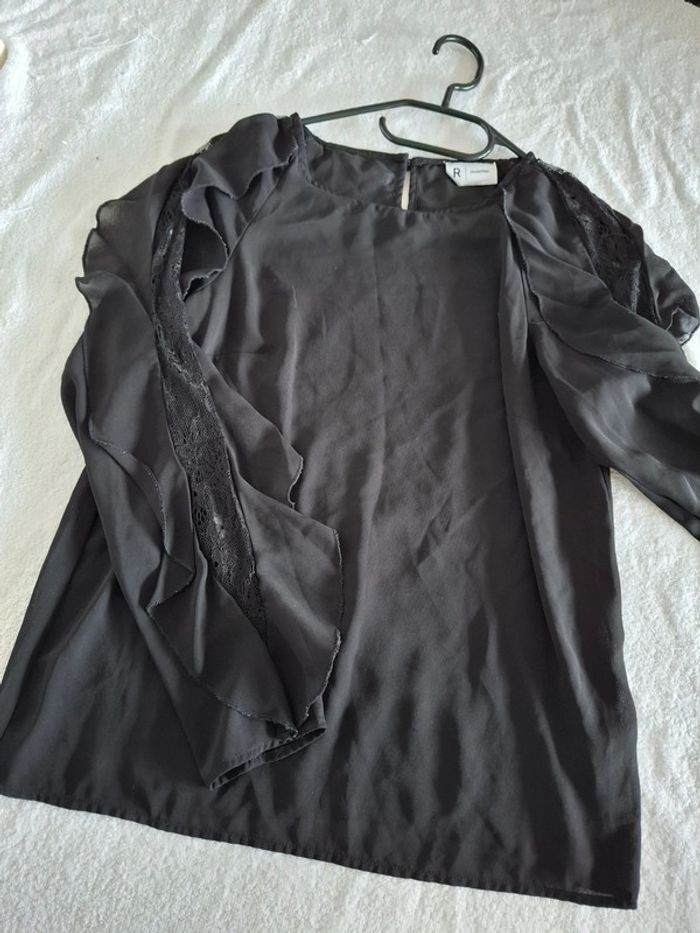👩 38 chemisier uni noir transparent léger - la redoute