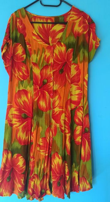 🌺 Robe d'été à fleurs tropicales taille 50 Quelle 🌺