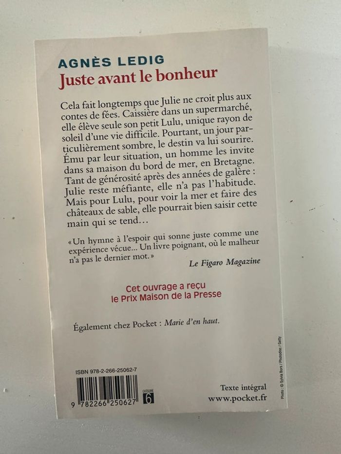 Livre Juste Avant le bonheur de Agnès Ledig - photo numéro 2