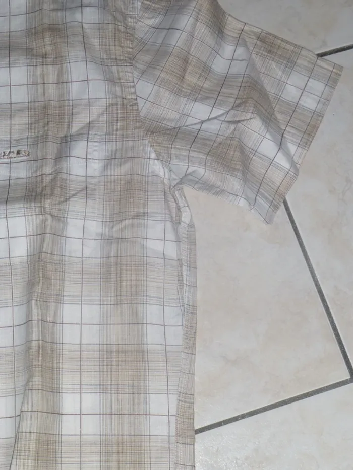 chemise manche courte Mise au Green  blanche à carreaux M - photo numéro 3